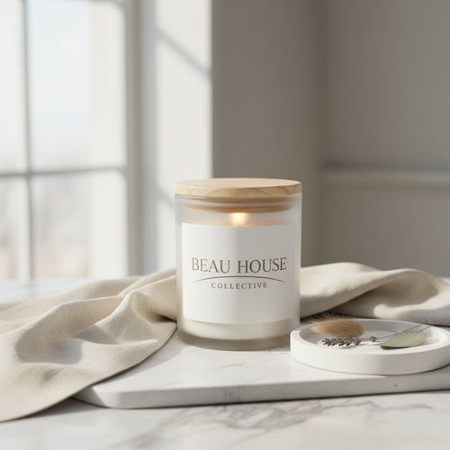 Beau House Collective Frosted Glass Candle, 11oz