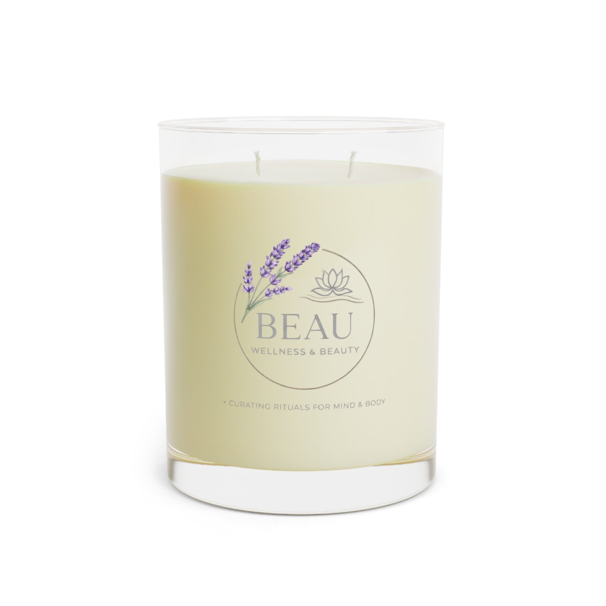11oz Candle with 'BEAU Wellness & Beauty' label on a white background