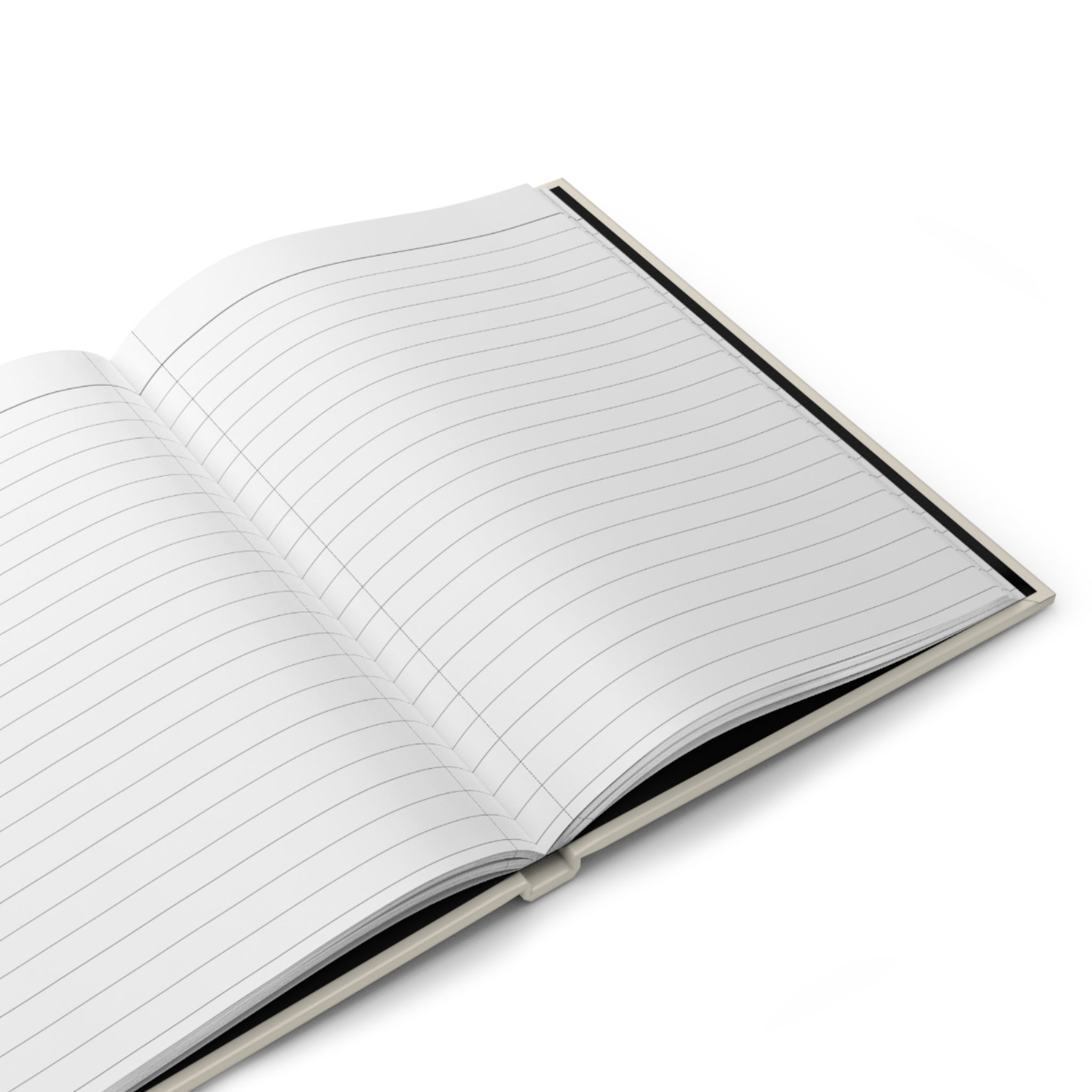 BEAU Inspirational Hardcover Journal Open notebook with lined pages on a white background