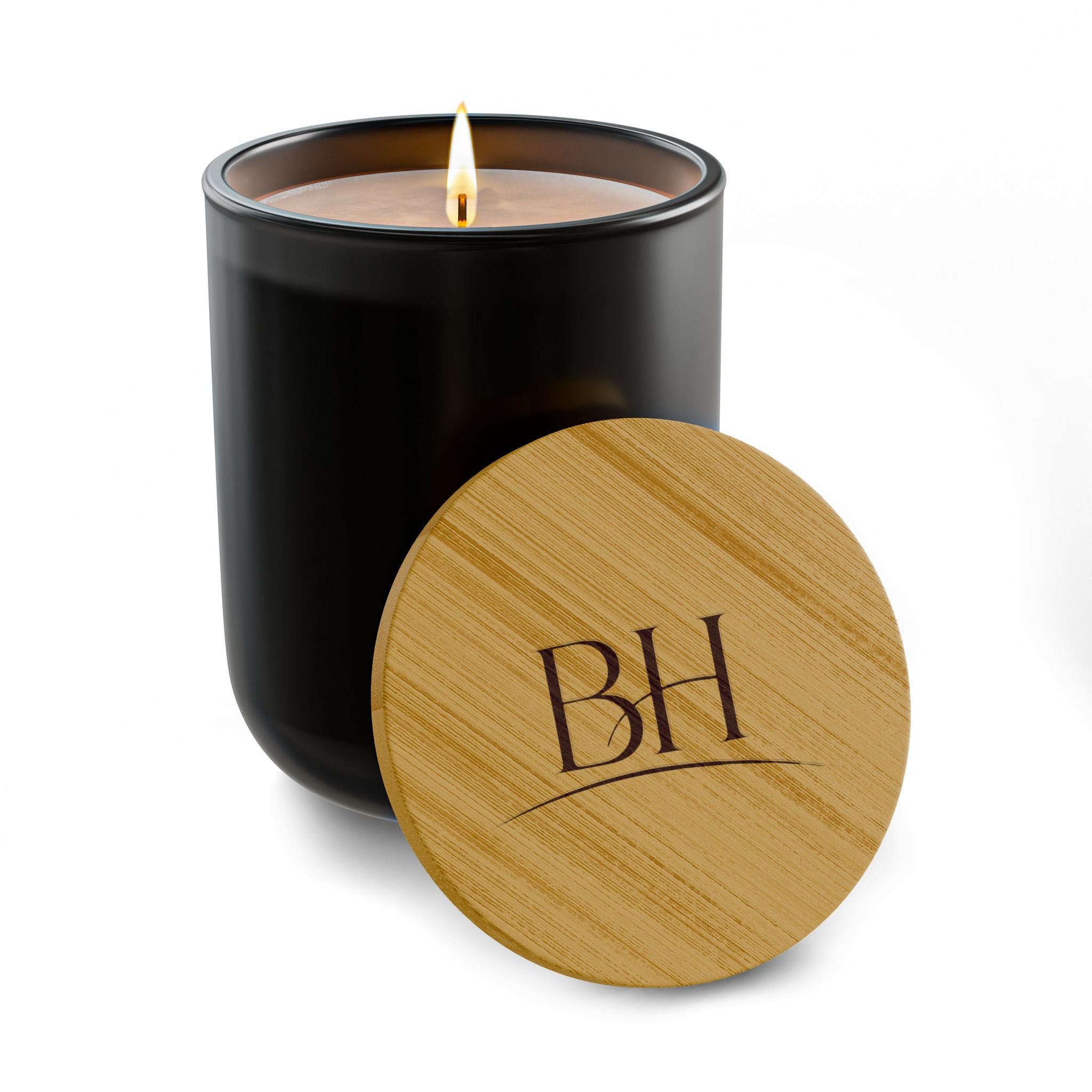Beau House aromatherapy  soy candle with bamboo lid featuring a quote on a white background