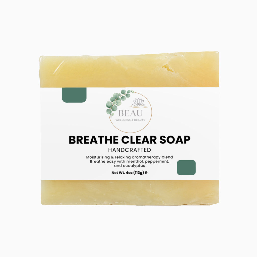 Bar of Beau Wellness & Beauty Breathe Clear handcrafted Soap on a white background