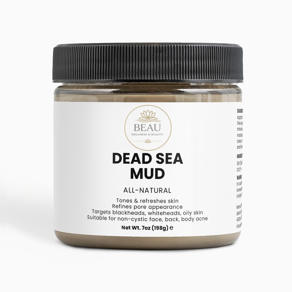 Jar of Beau Dead Sea Mud on a white background