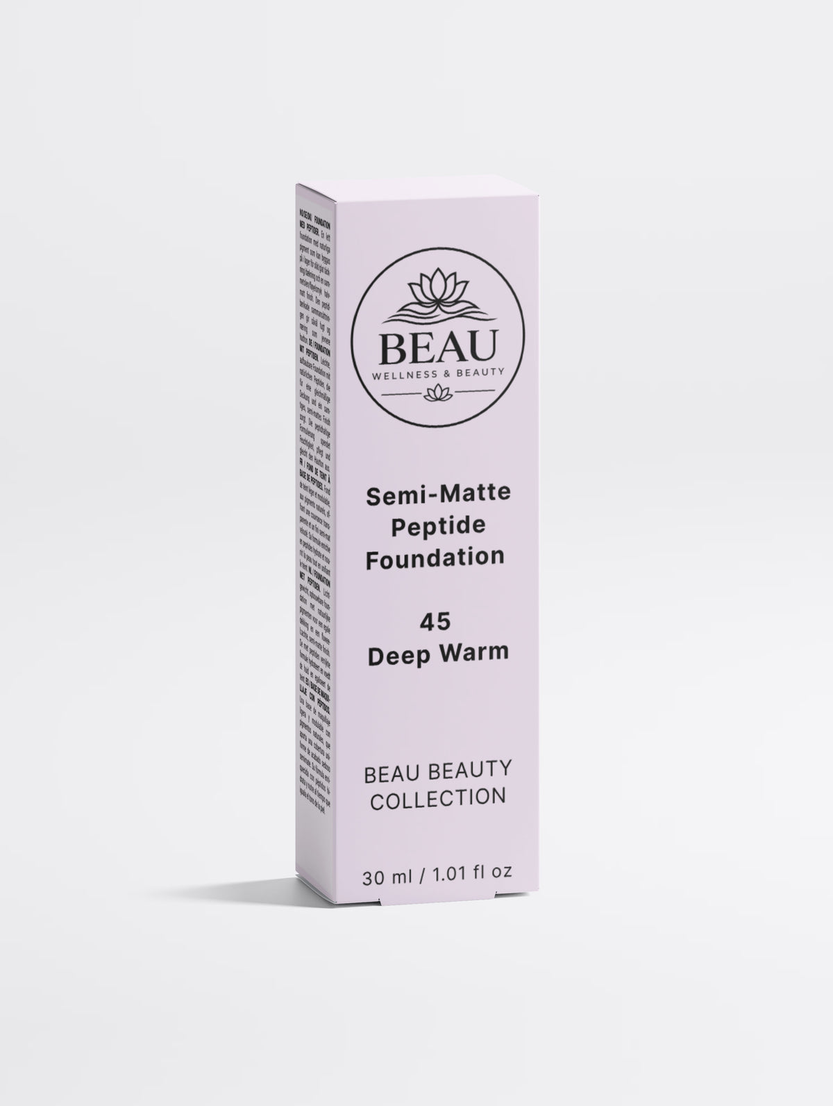 Beau Beauty Foundation with Peptides, shade 45 Deep Warm