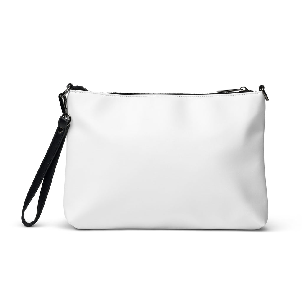 Beau all-over print crossbody bag in white, back view