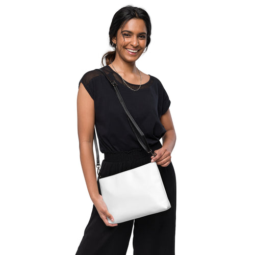 Beau all-over print crossbody bag in white, back view