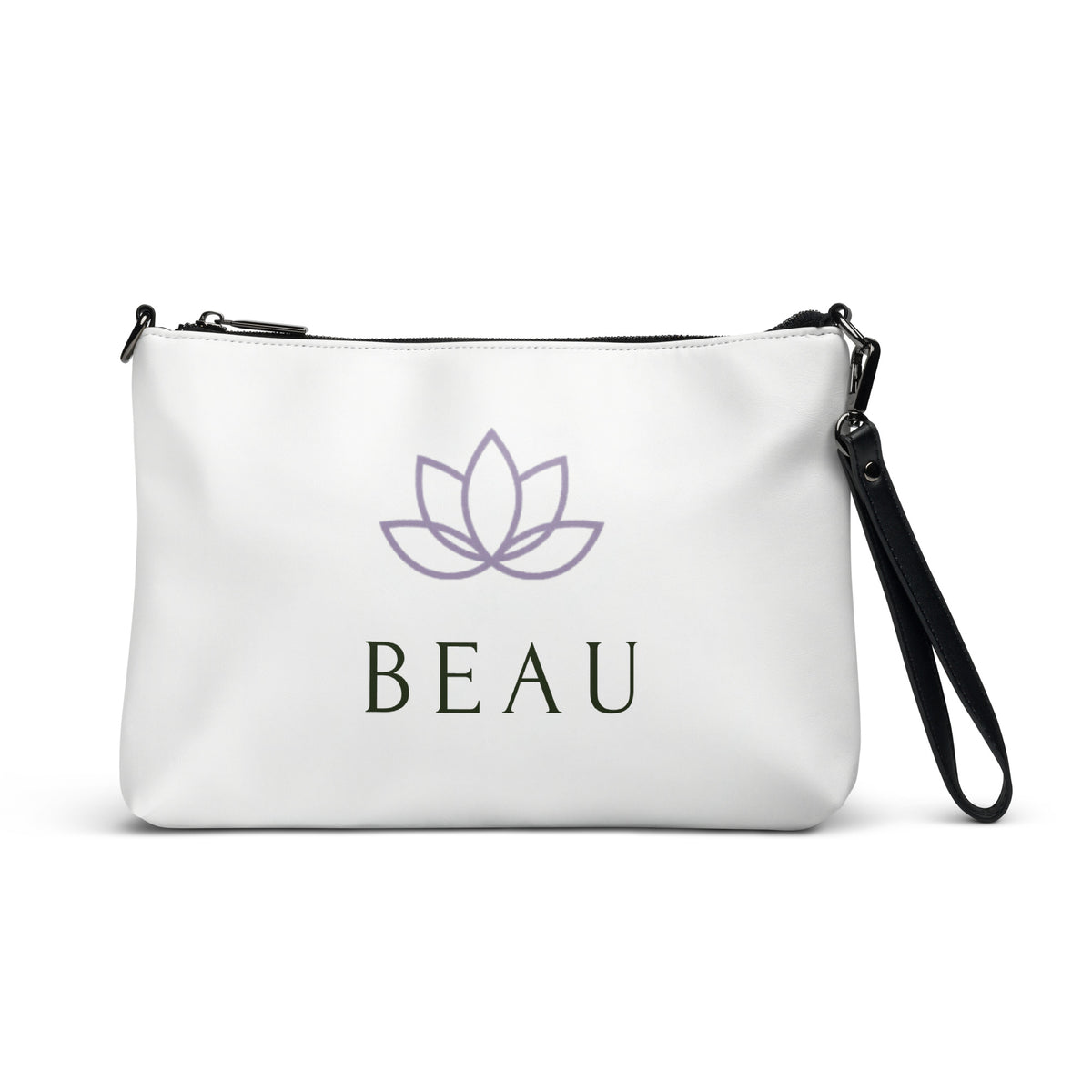 Beau all-over print crossbody bag in white, front view