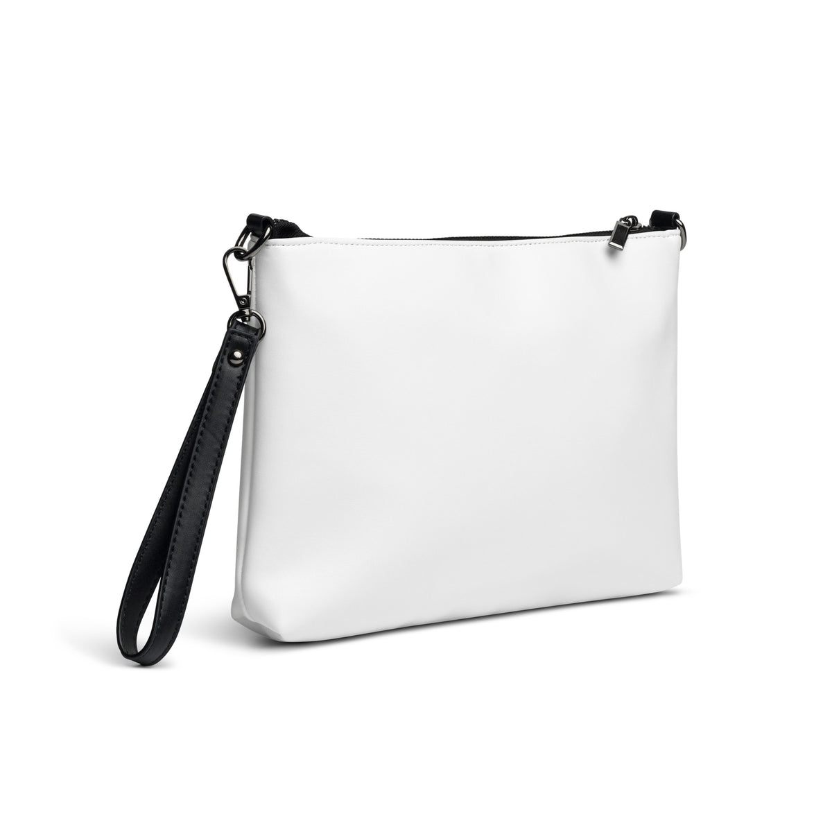 Beau all-over print crossbody bag in white, angled back view
