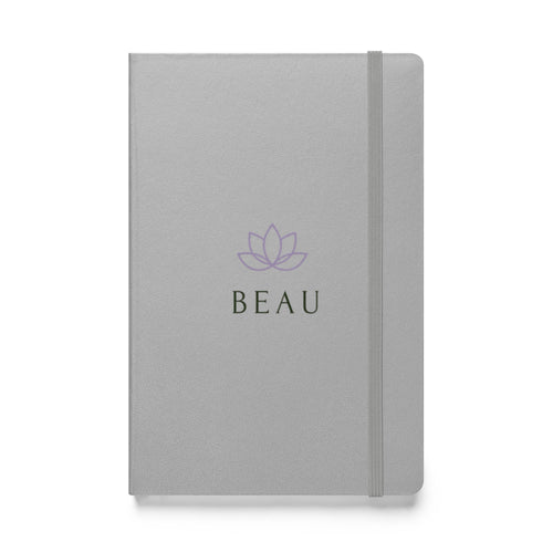 Beau hardcover bound notebook, silver cover, front view