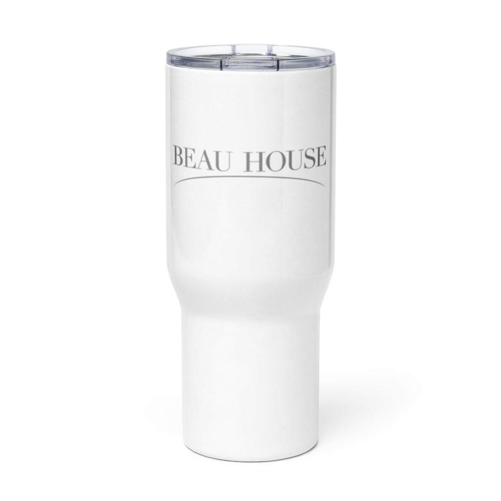 Beau travel mug with handle in white, 25 oz, front view