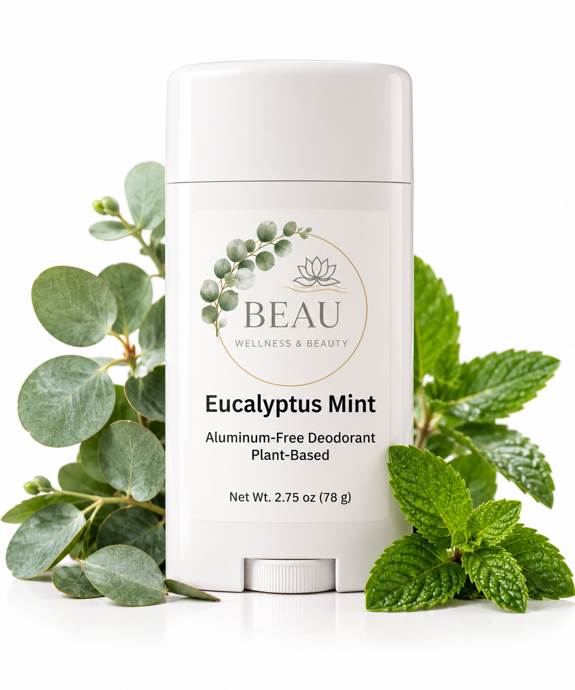 Beau Wellness & Beauty Aluminum-Free Deodorant, Eucalyptus Mint
