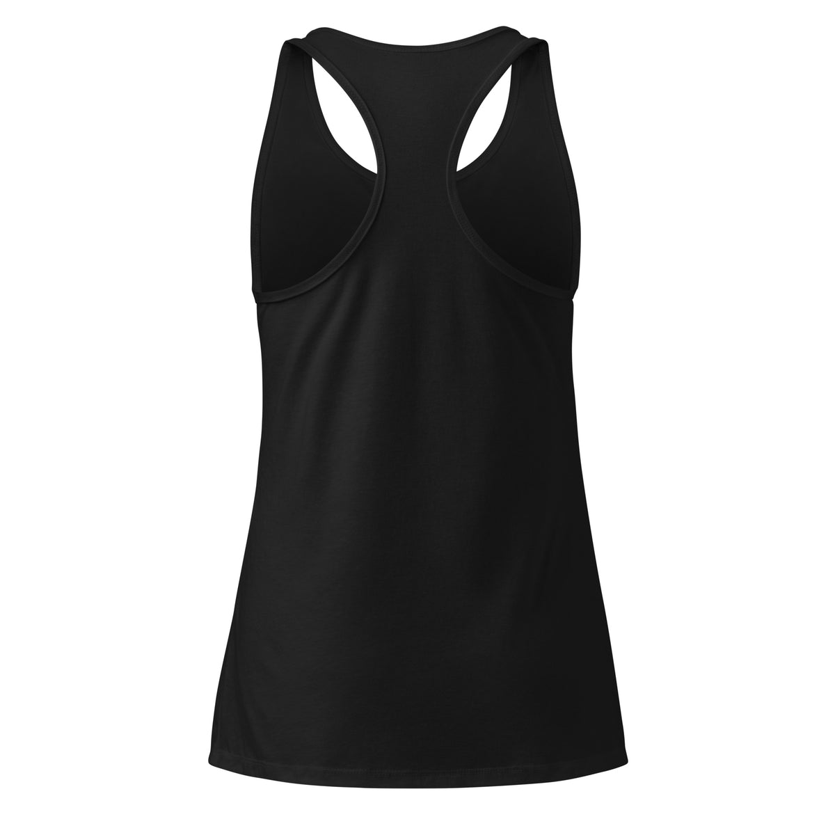 Beau Wellness & Beauty women's fitted racerback tank top in black, back view