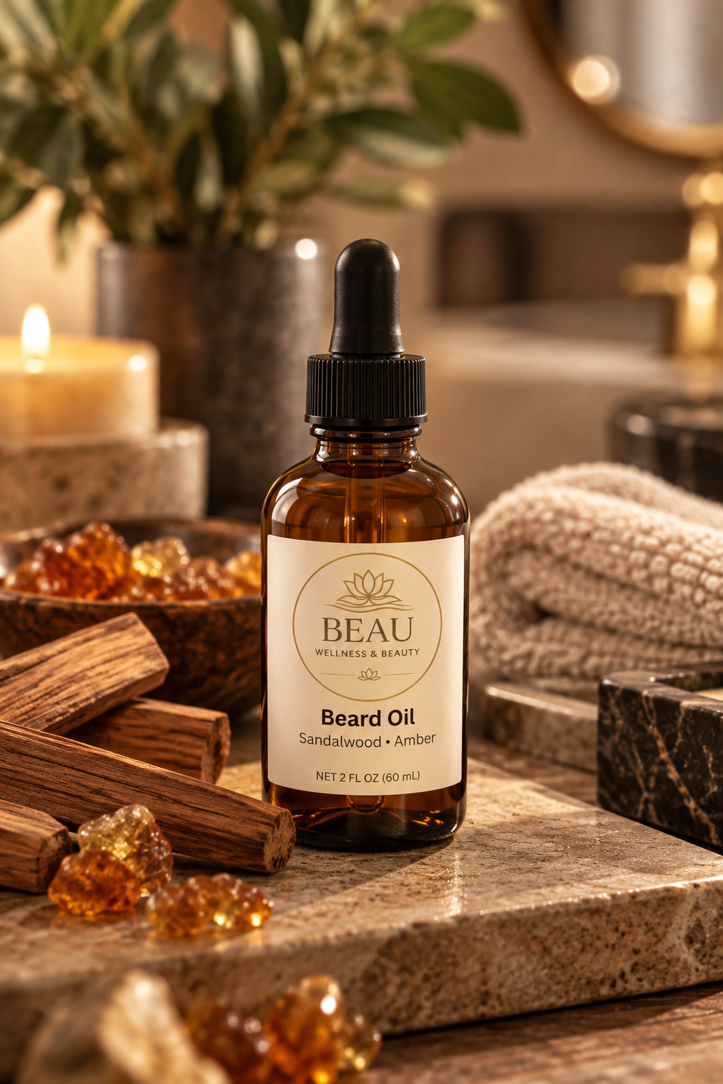 Beau Wellness & Beauty Sandalwood Amber Beard Oil
