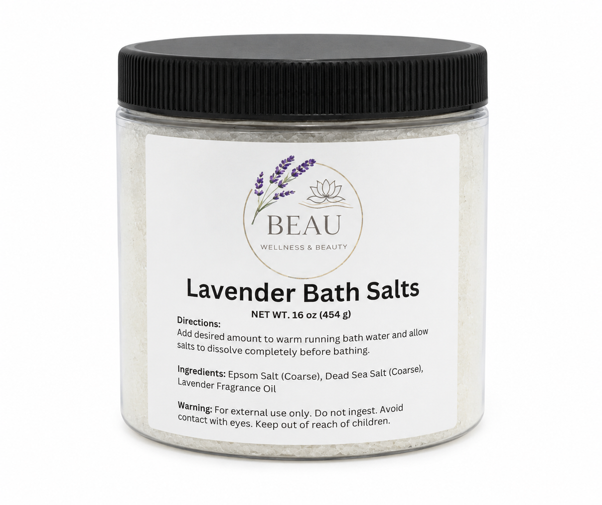 Beau Wellness & Beauty Sleep Ritual Lavender Bath Salts for an evening bath ritual