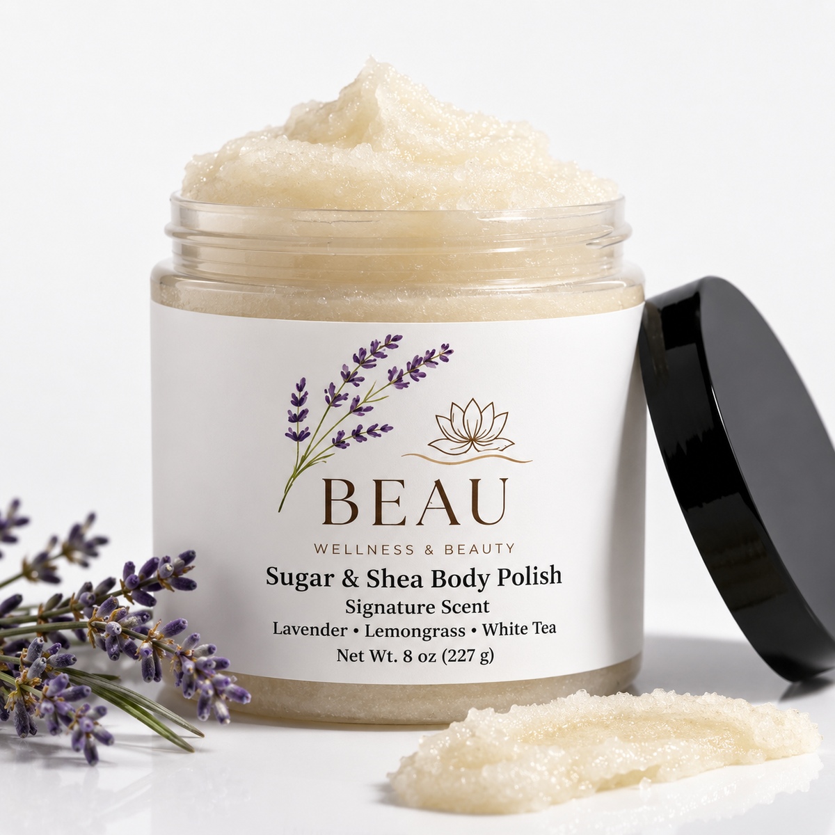 Beau Wellness & Beauty Sugar & Shea Body Polish, Signature Scent