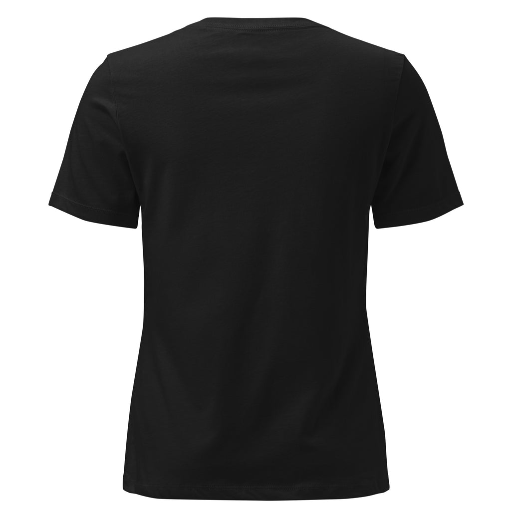 Beau Wellness & Beauty women's relaxed t-shirt in black, back view