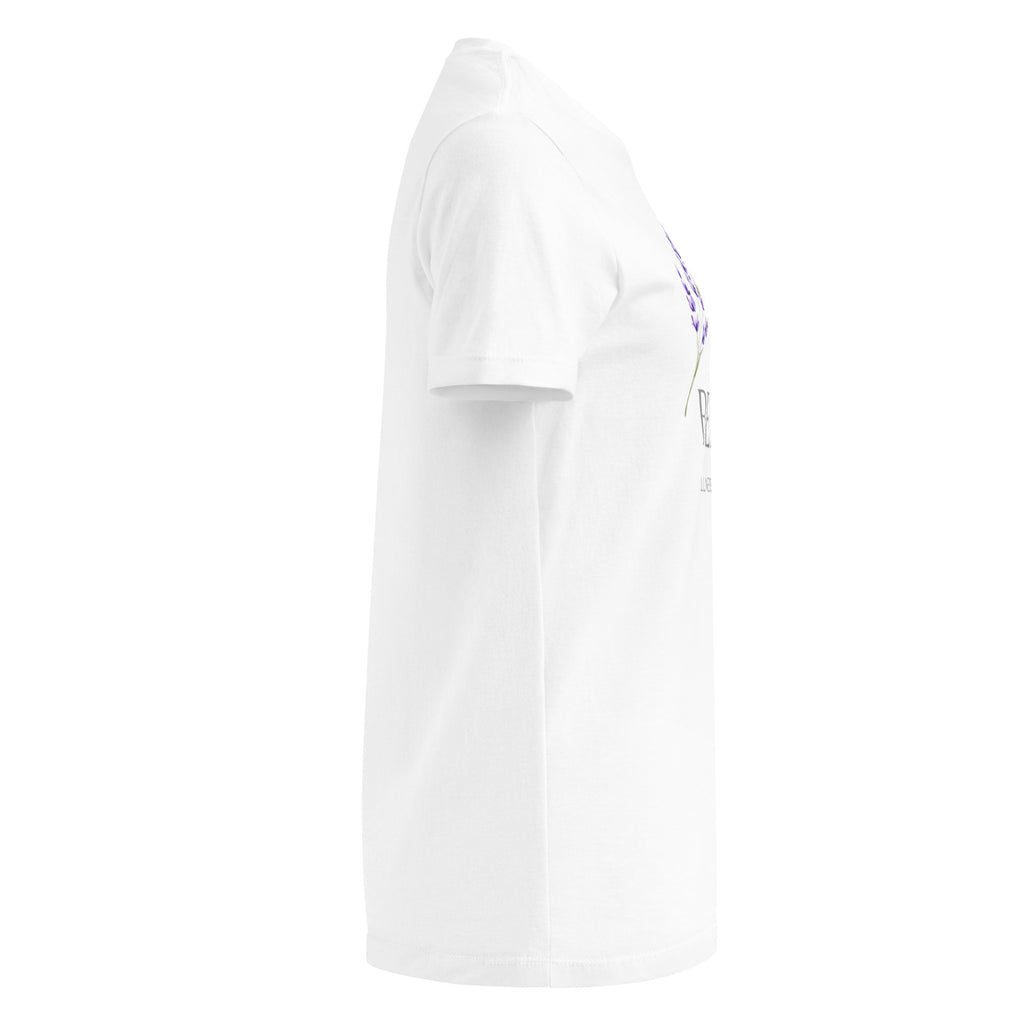 Beau Wellness & Beauty women's softstyle t-shirt in white, right side view