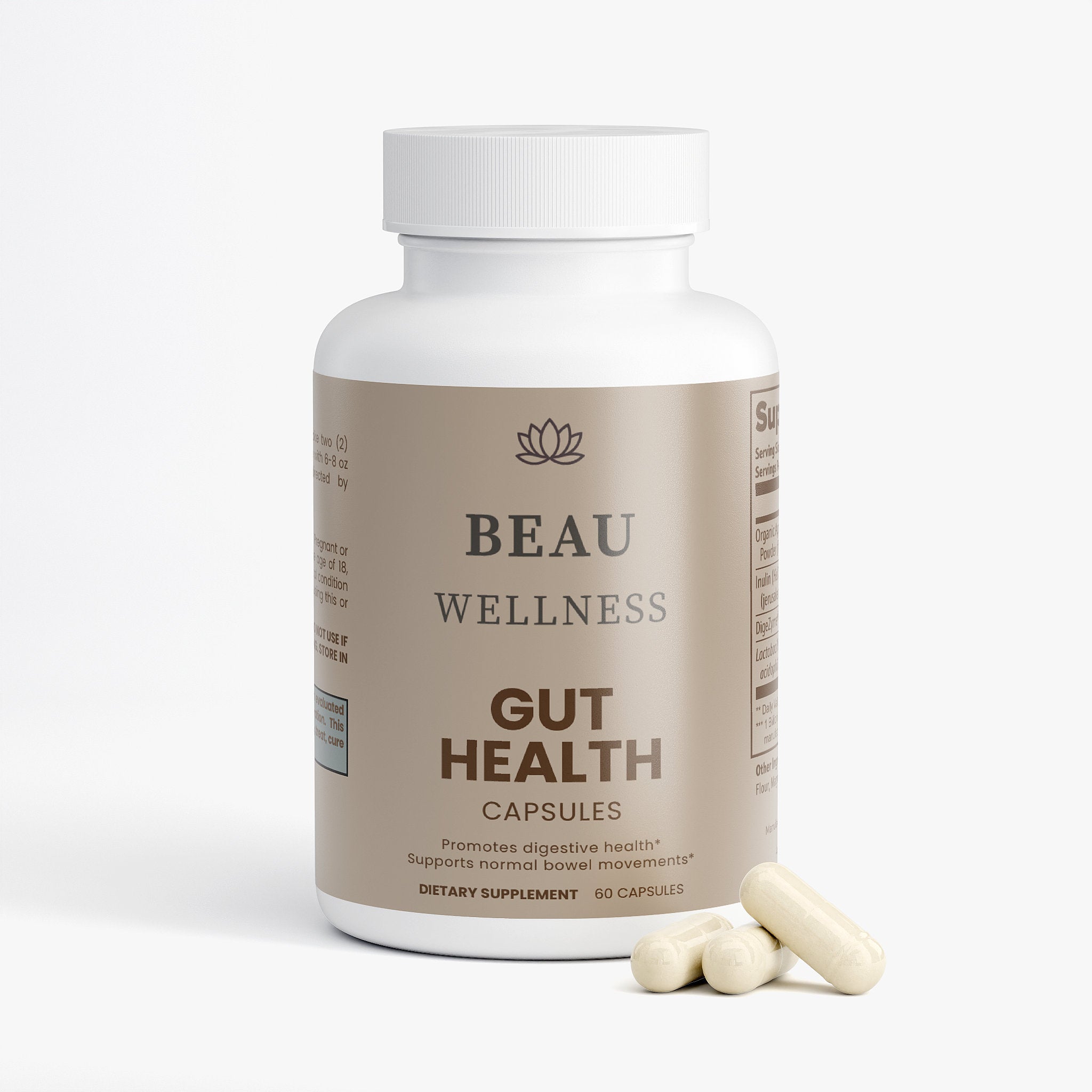Beau Wellness Gut Health Capsules with Apple Cider Vinegar, Prebiotics, and DigeZyme⁠
