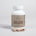 Beau Wellness Organic Lions Mane Mushroom Vegan Capsules for Focus and Memory⁠ on white background.