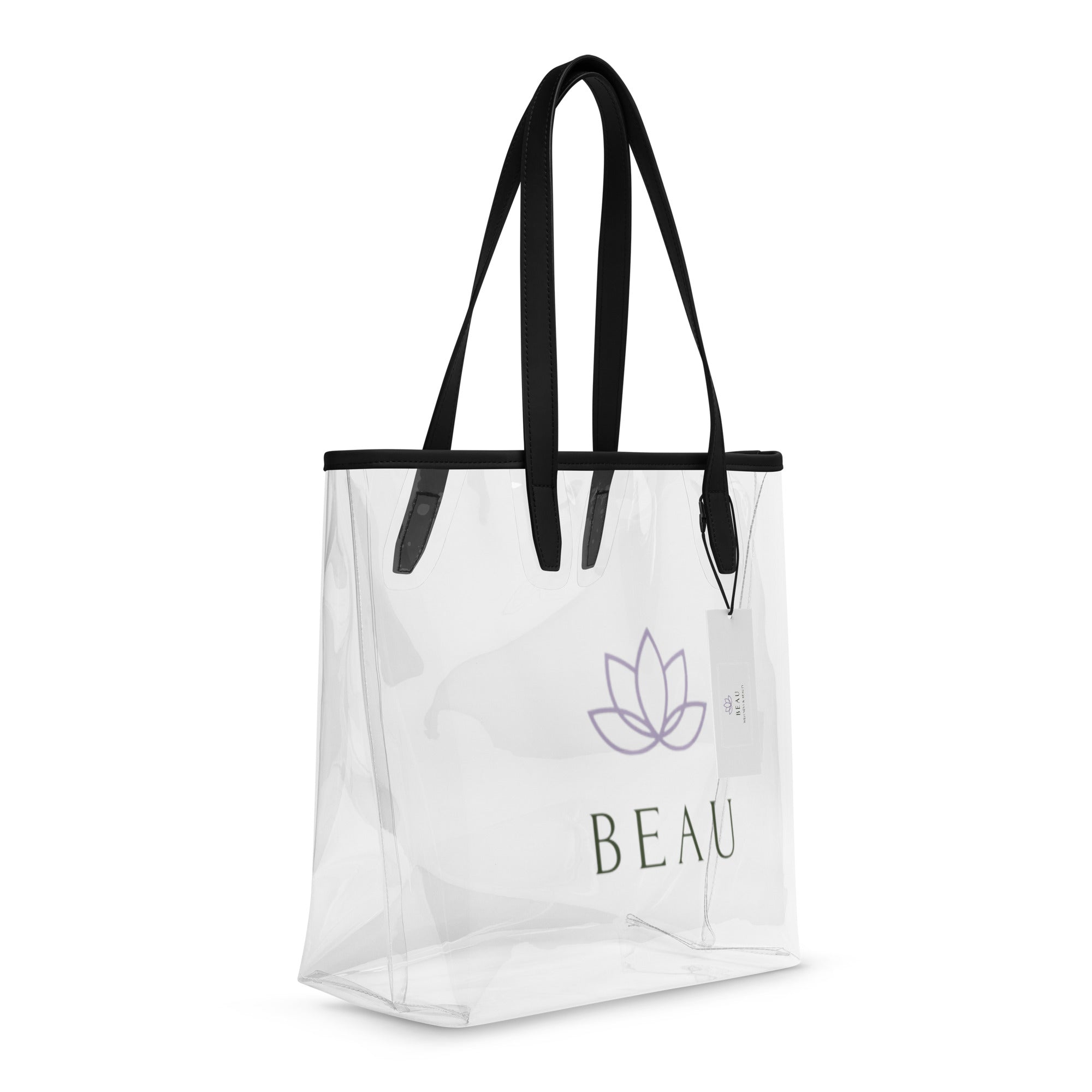Beau Clear Tote Bag on white background