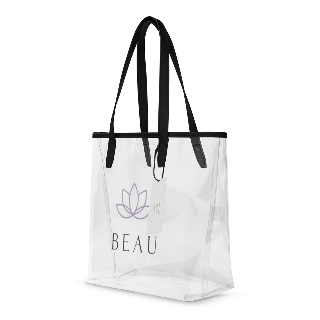 Side profile of Beau Clear Tote Stadium Ready on white background.