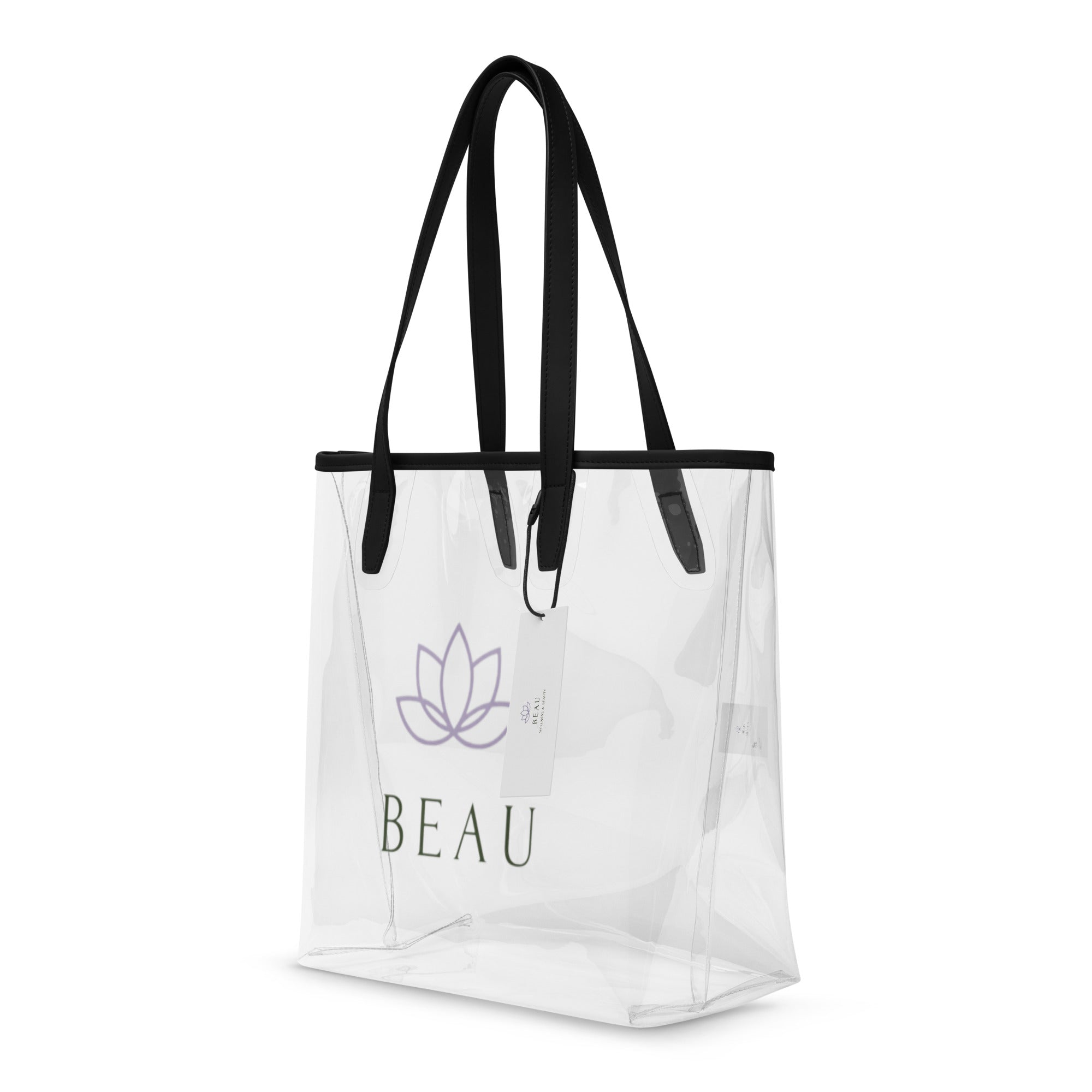 Side profile of Beau Clear Tote Stadium Ready on white background.