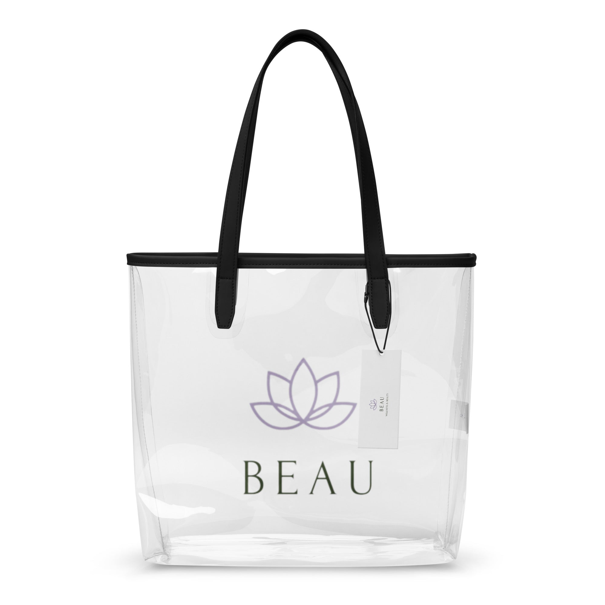 Beau branded lifestyle clear tote bag