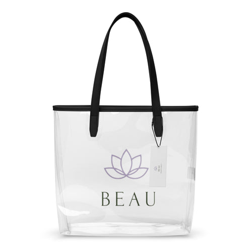 Beau branded lifestyle clear tote bag