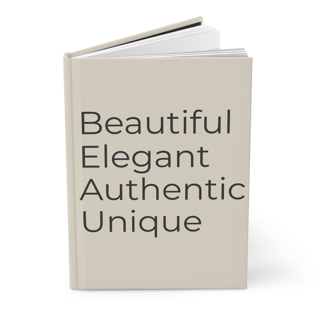Beau House Publishing beige book with text 'Beautiful Elegant Authentic Unique' on a white background