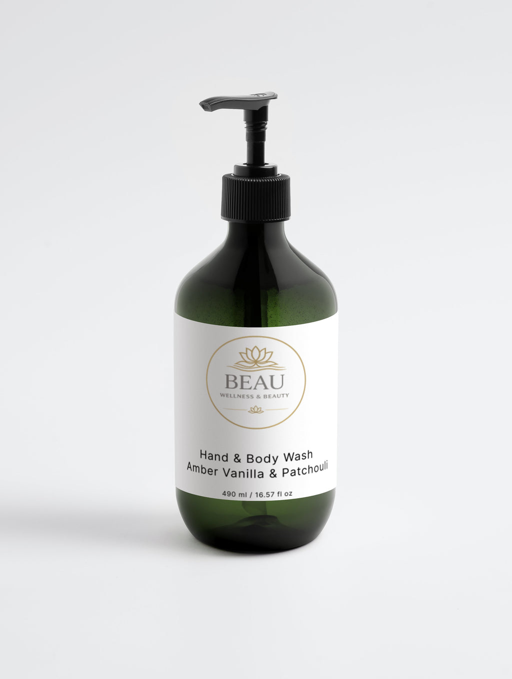 Beau Wellness & Beauty Hand and Body Wash in Patchouli and Amber Vanilla with hydrating Betaine and organic Quince Extract – vegan, gluten free, Ecocert COSMOS Natural certified