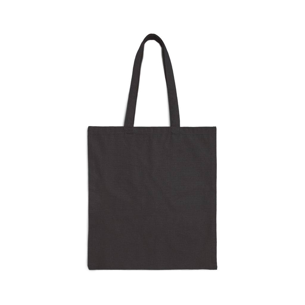 Back of black Beau Wellness & Beauty canvas tote bag on a white background