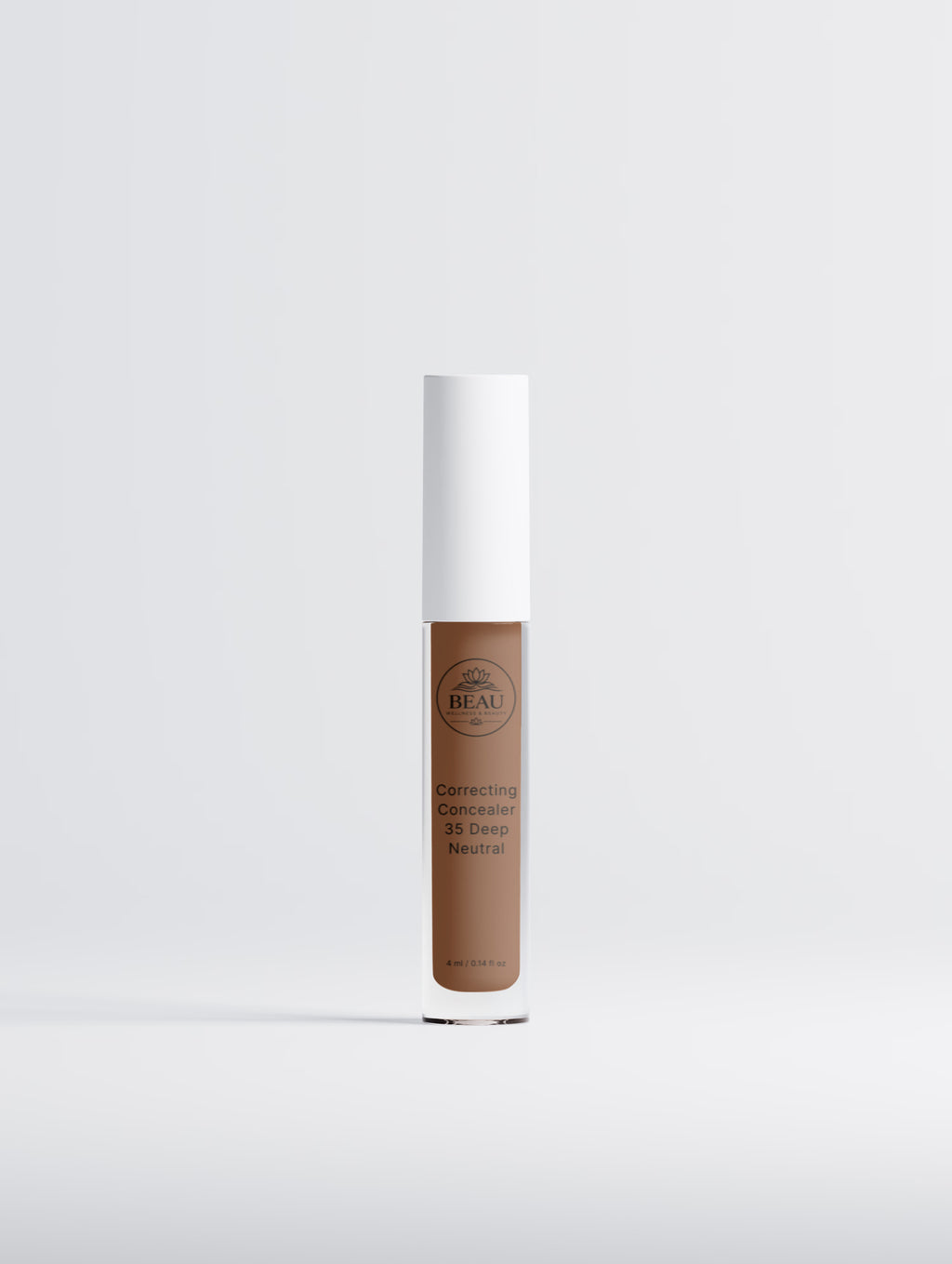 Beau Wellness & Beauty Correcting Concealer shade 35 Deep on a white background