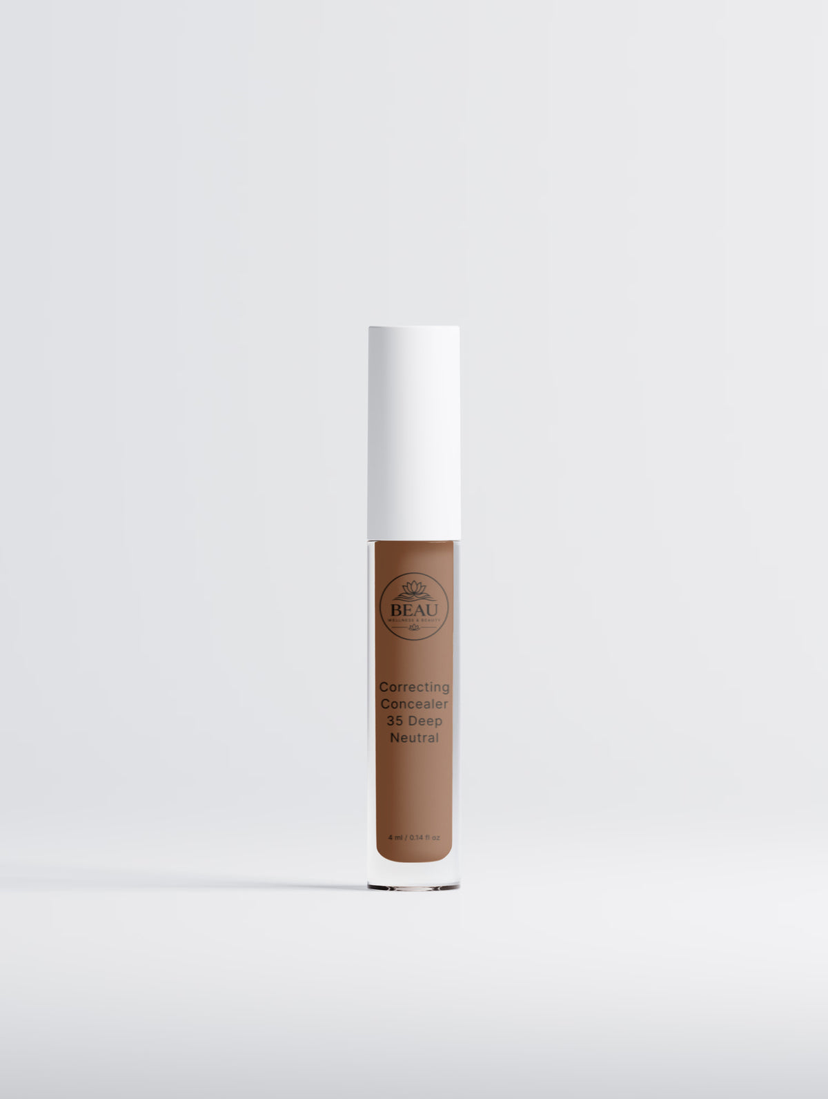 Beau Wellness & Beauty Correcting Concealer shade 35 Deep on a white background
