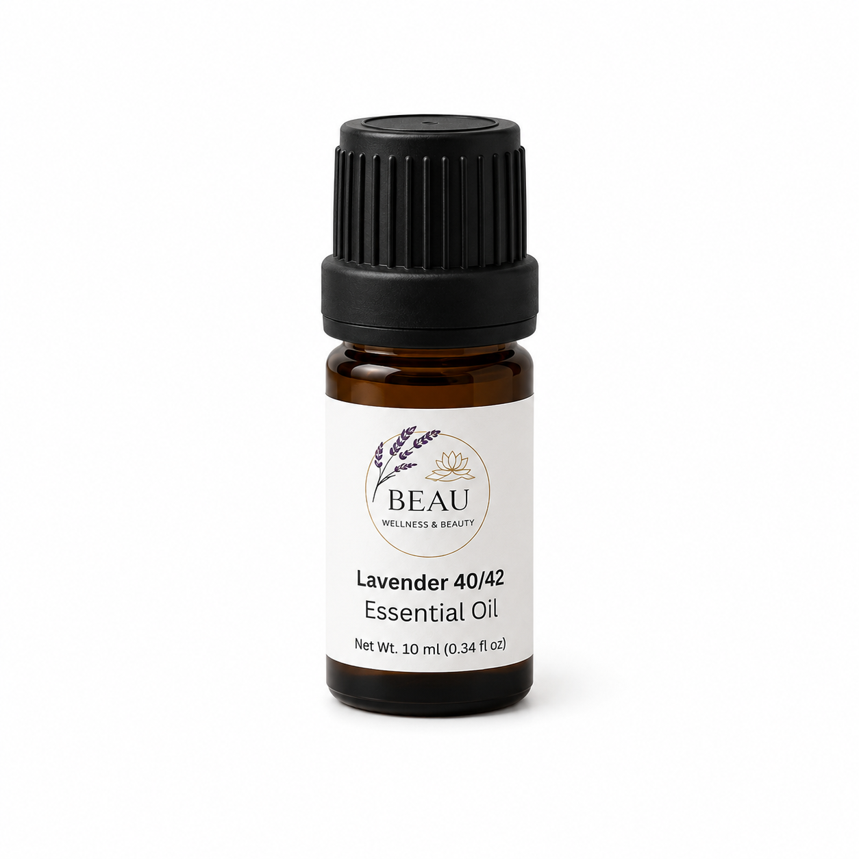 Lavender 40/42 premium aromatic essential oil in a 10 mL bottle from the Beau Wellness & Beauty Reset Ritual Collection.⁠