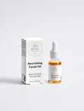 Beau Wellness & Beauty Nourishing Facial Oil with box on white background.