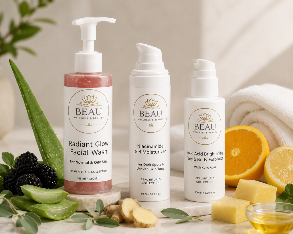 The Radiance Routine Trio skincare bundle by Beau Wellness & Beauty