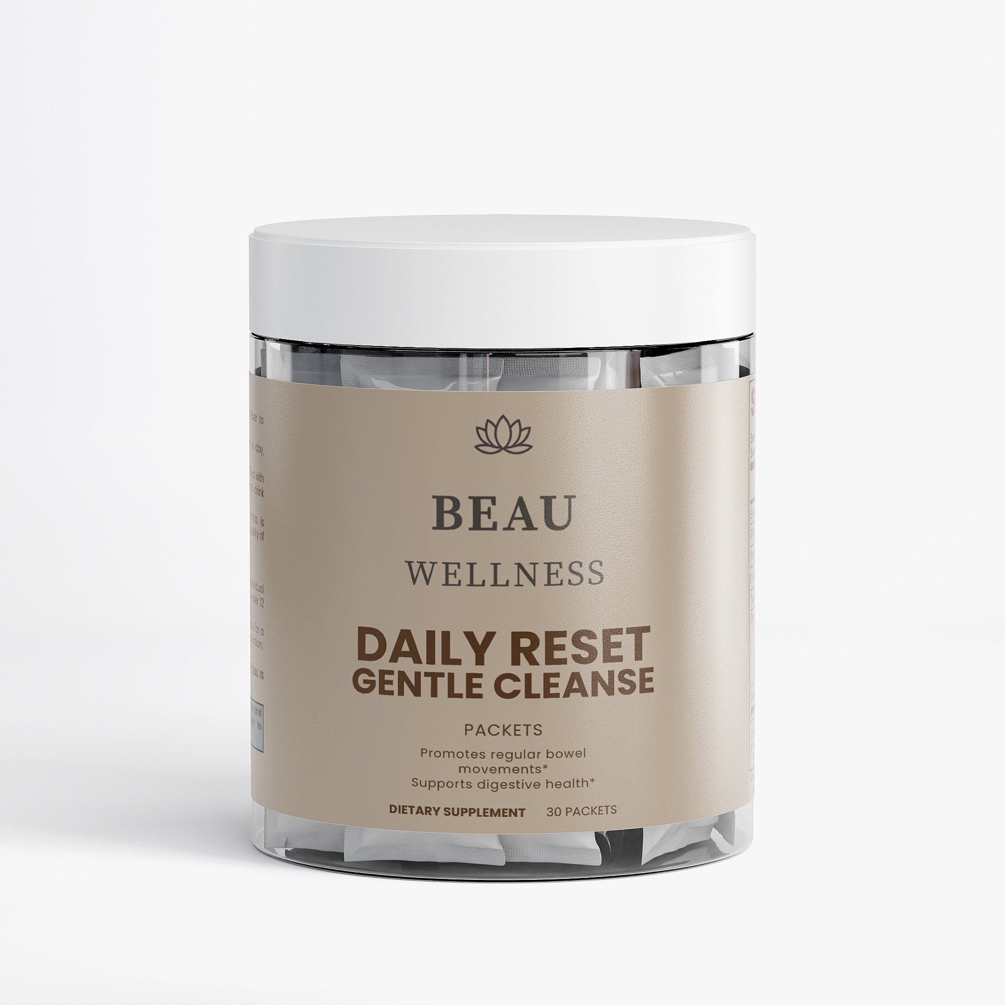 Beau Wellness Colon Gentle Cleanse Powder Packets with Psyllium Husk and Digestive Enzymes⁠ on white background
