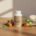 Three bottles of Beau Wellness Platinum Turmeric Capsules with Glucosamine and Chondroitin for Joint Support⁠ on white background.