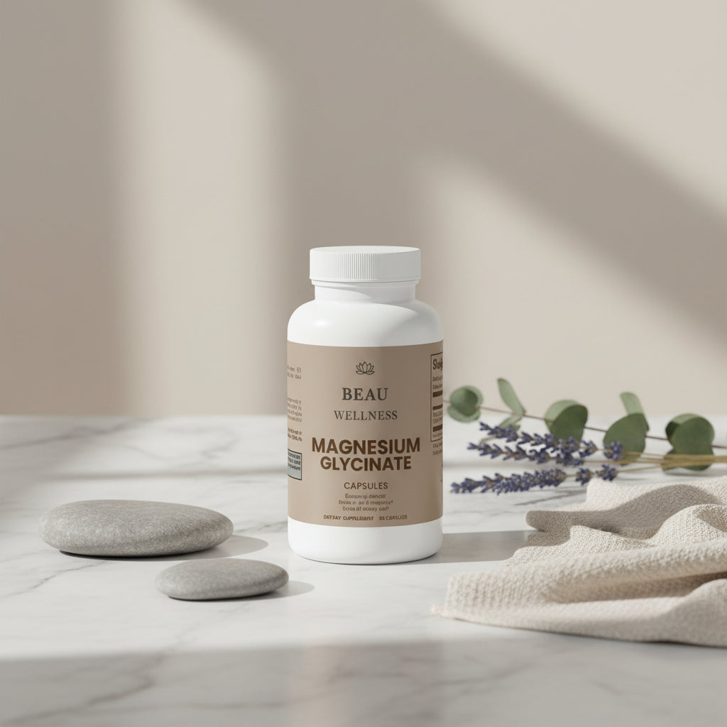 Three bottles of Magnesium Supplements on a white background
