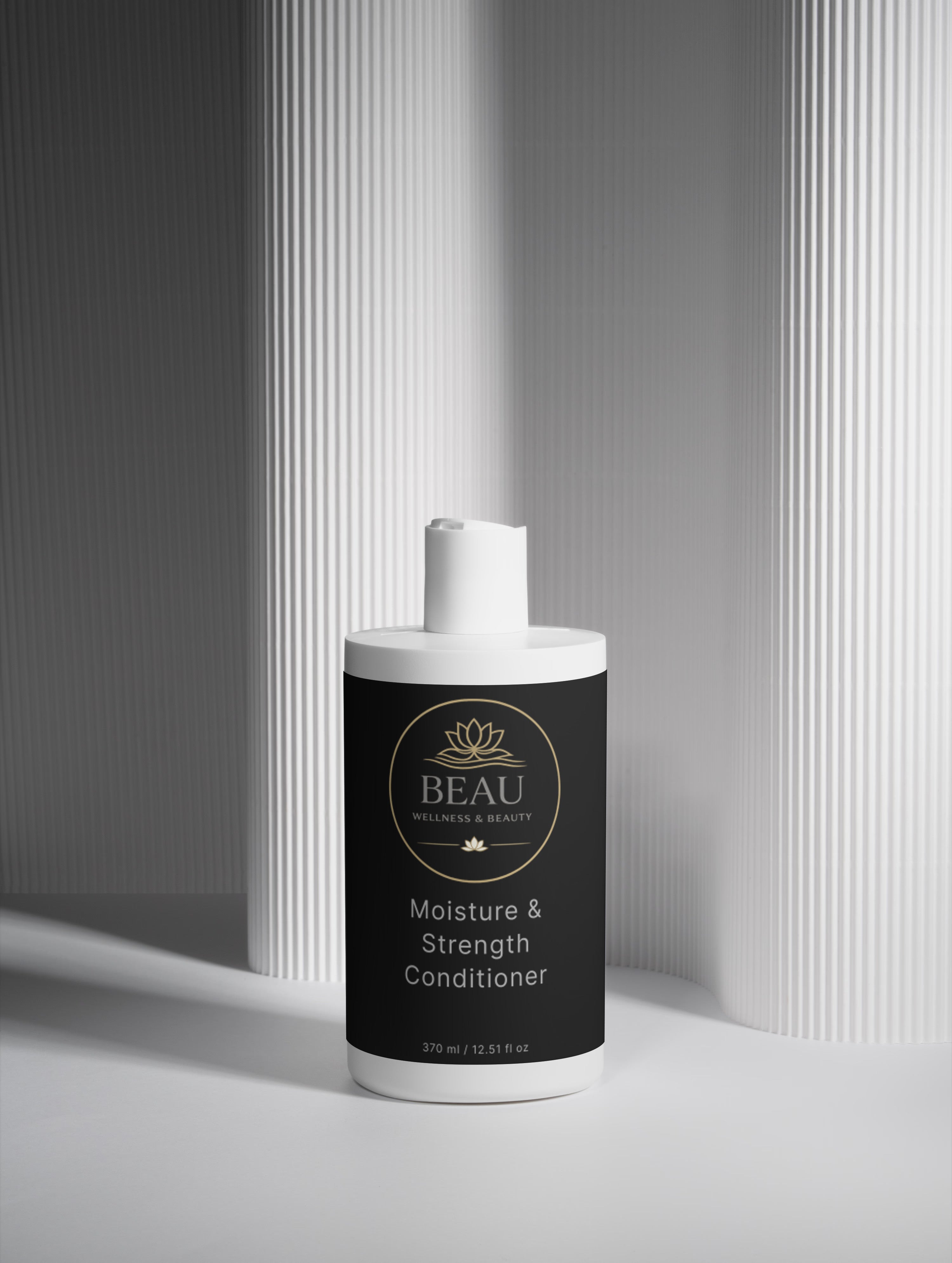 Beau Wellness & Beauty  Moisture & Strength Conditioner on a white lined background