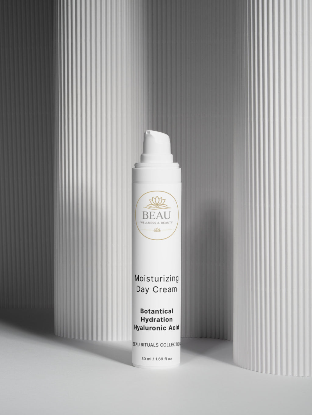 Beau Wellness & Beauty Moisturizing Day Cream  with hyaluronic acid bottle from the Beau Rituals Collection